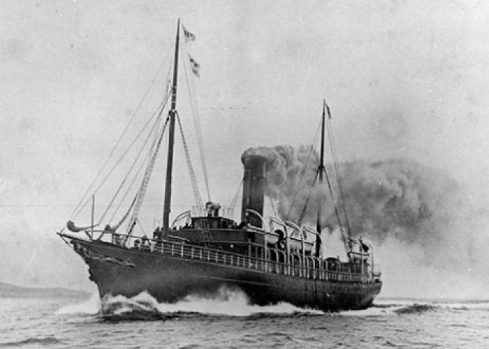 Black and white image of the SS Bruce