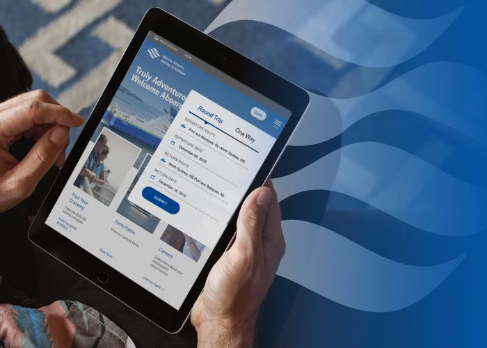Marine Atlantic's new site on an ipad screen