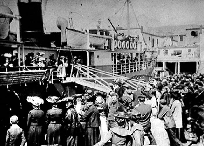 People boarding ship