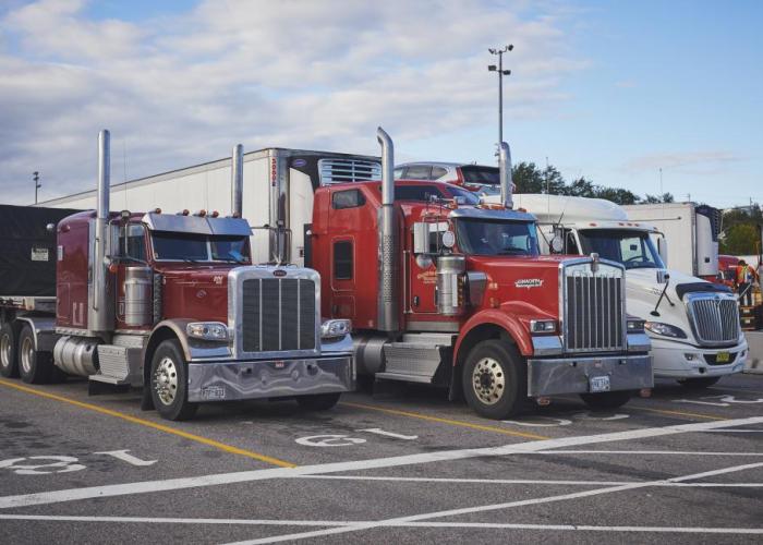 Commercial vehicles on the parking lot