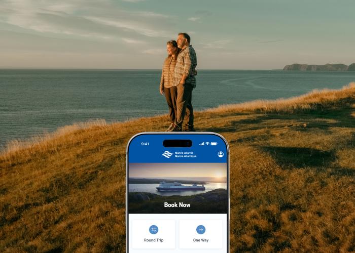 couple with a mobile phone overlay
