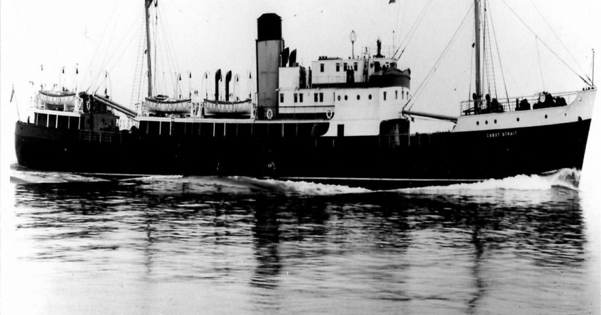 Image: black and white, of the SS Cabot Strait