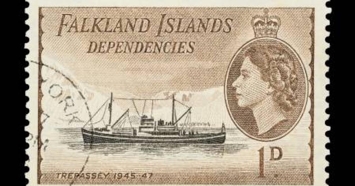 falkland islands circa 1954 mail stamp