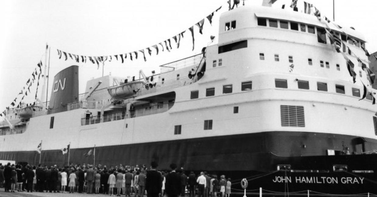 people waiting to board the ss john hamilton gray