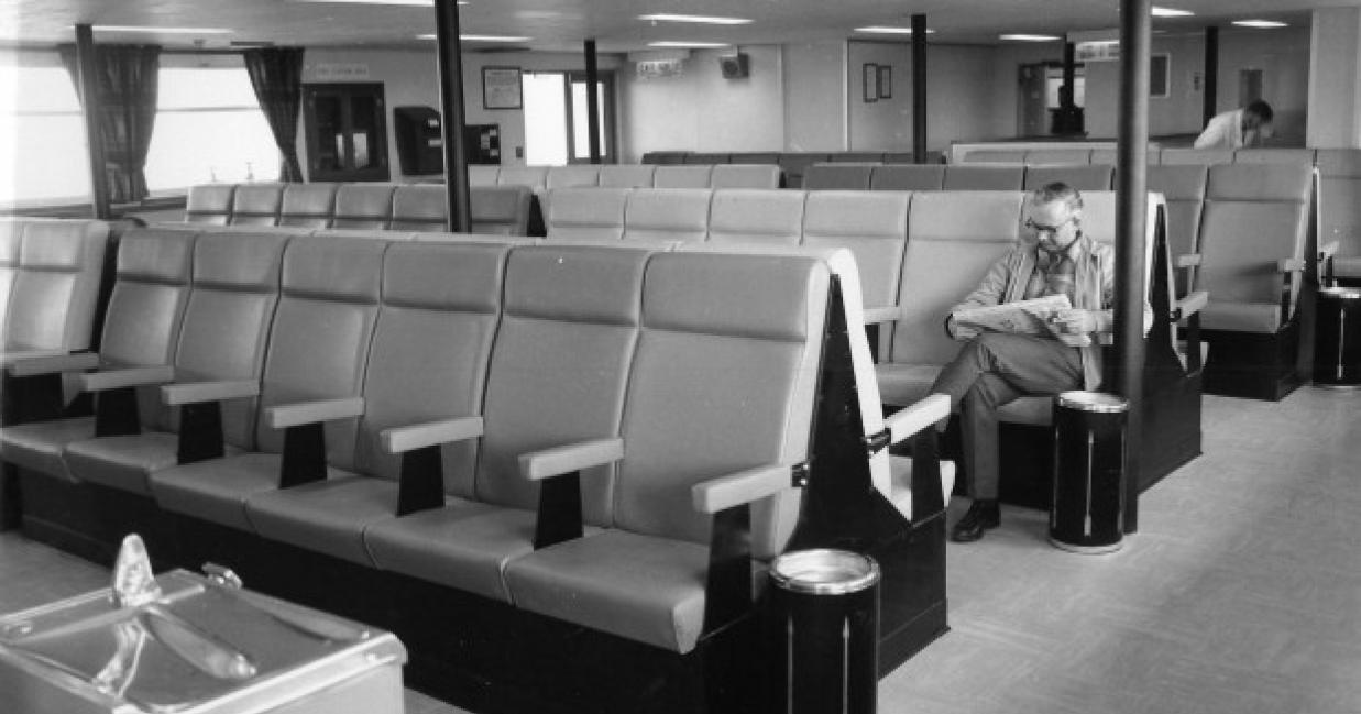 the seating area on the mv vacationland 