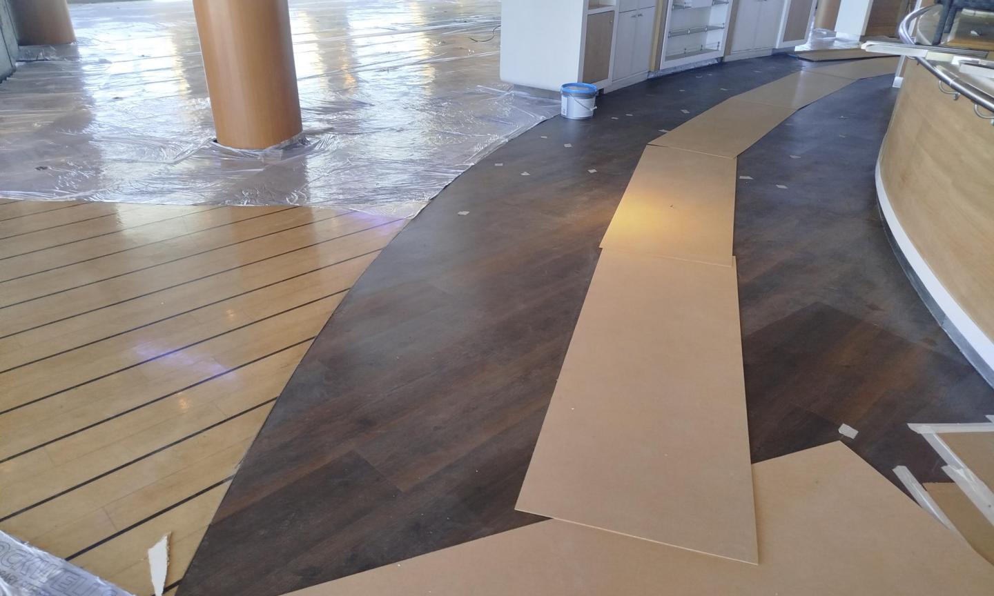 new carpet and vinyl tiles