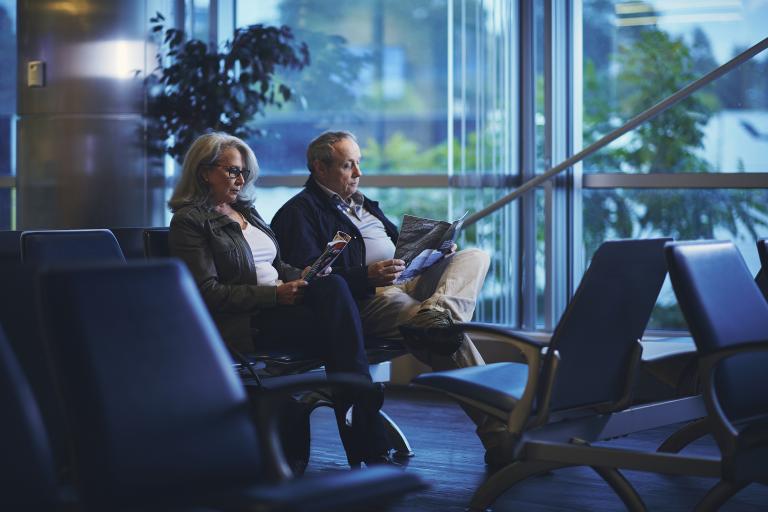 couple reading in their seats