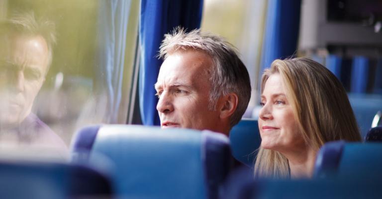 Couple looking out the window