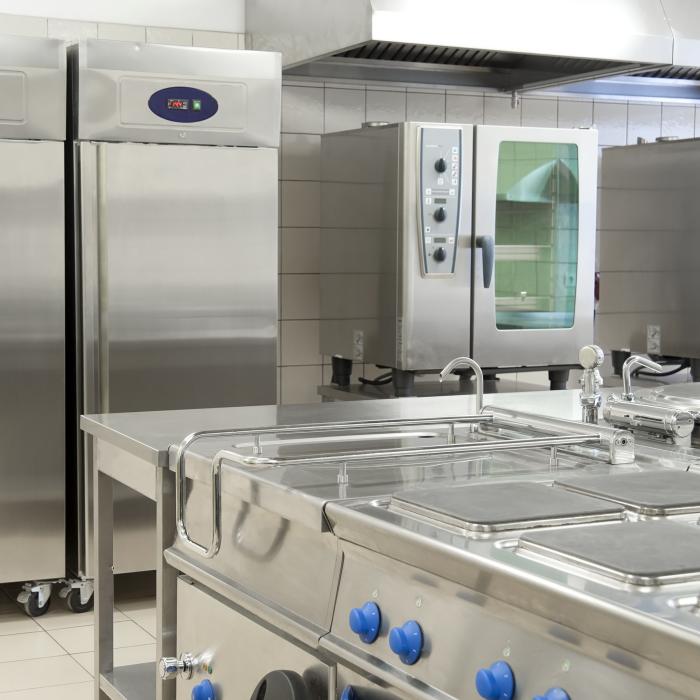 Restaurant kitchen appliances.