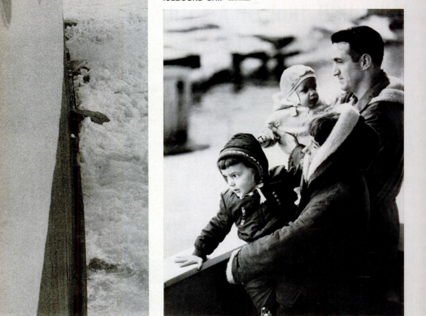 A father with his two children aboard the icebound MV William Carson