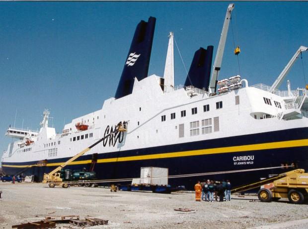 Image of the MV Caribou at dock circa 1990s