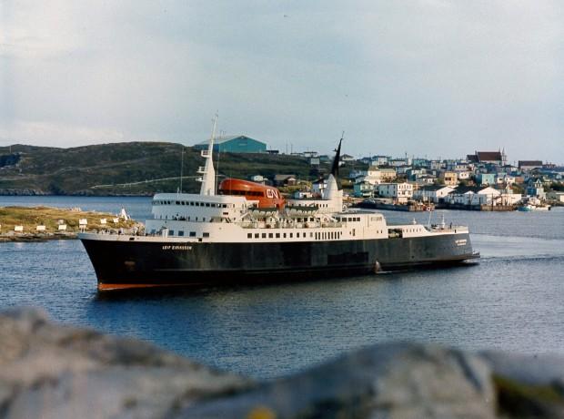 Image of the MV Leif Eiriksson in Port Aux Basque, Circa 1970s