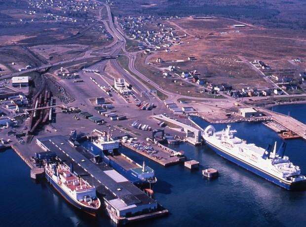 Image of the MV Caribou docked in North Sydney circa 1980s