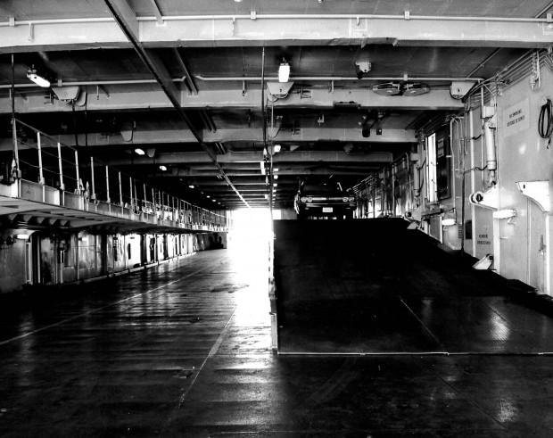 Inside the hull of the MV Lucy Maud Montgomery