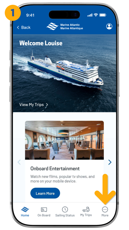 arrow pointing to more in the bottom right
