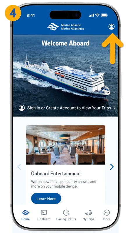 arrow pointing to icon in top right