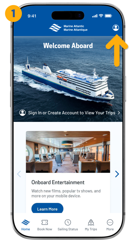 Arrow pointing to icon in top right