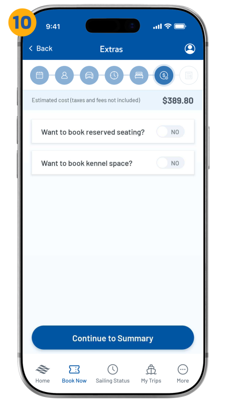 extra options screen shown