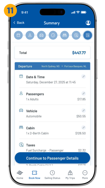 summary screen shown