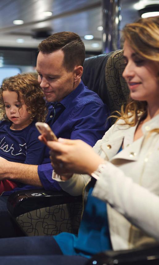 A family sitting in their seats