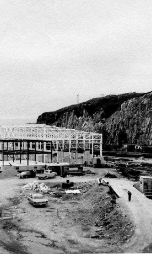 Image: view of building being constructed in the rail way yard